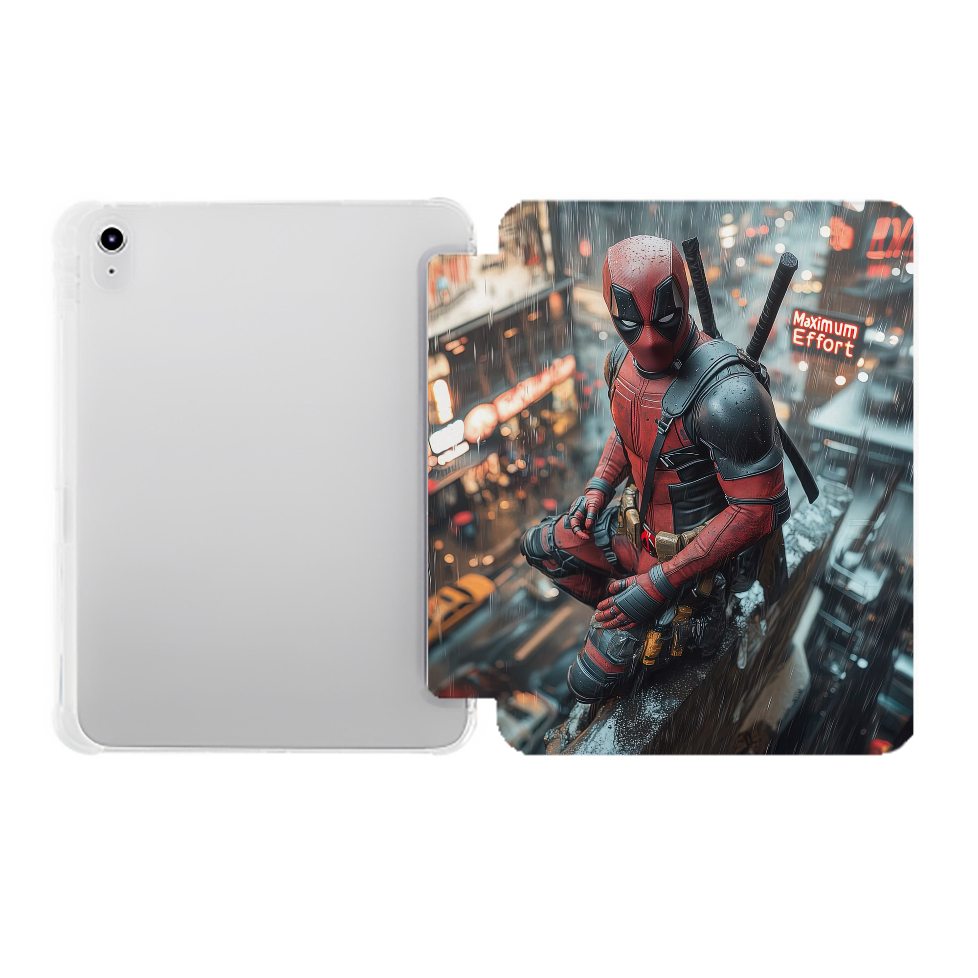 （画像用） Deadpool デッドプール IPad ケース ペン収納付き 三つ折りスタンド PUレザー×シリコン 対応機種9.5/10.5/10.9インチ